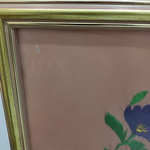 Set of two embroidered paintings used, 39cm x 50.5cm each