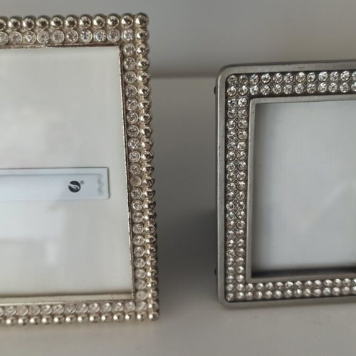 Photo frames like new, silver with crystals, set of two