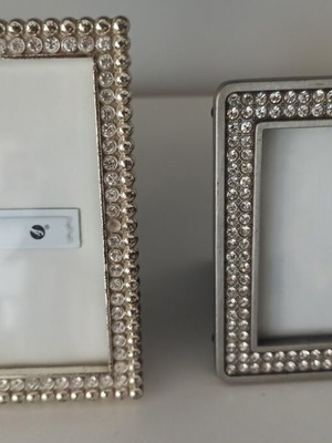 Photo frames like new, silver with crystals, set of two