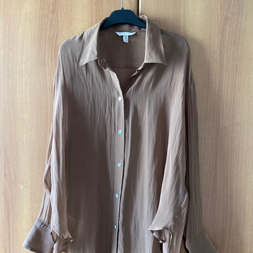 H&M Sheer Shirt Brown New, Size M