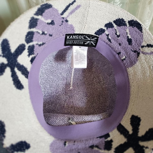 Kangol women's bucket hat, purple and white, size XL
