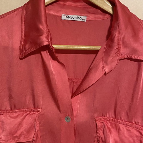 Celestino fuchsia satin shirt like new, loose fit