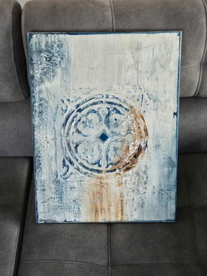 Painting with blue shades 45×60 like new, handmade