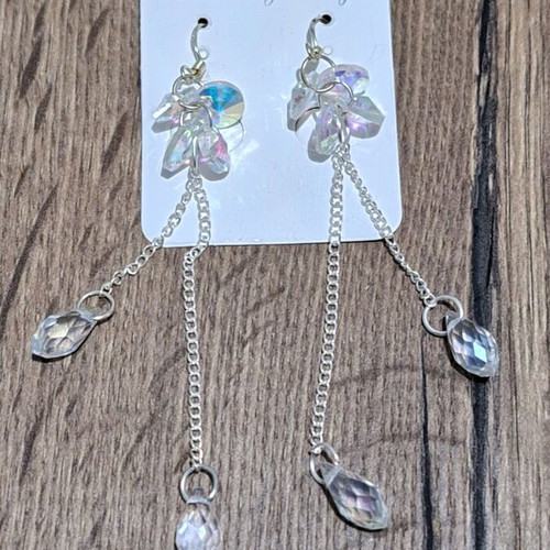 Women's colorful bijou earrings with tassel, long chains and rhinestones new