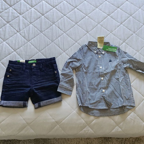 Benetton kids clothes new, shirt and shorts for 2 years old