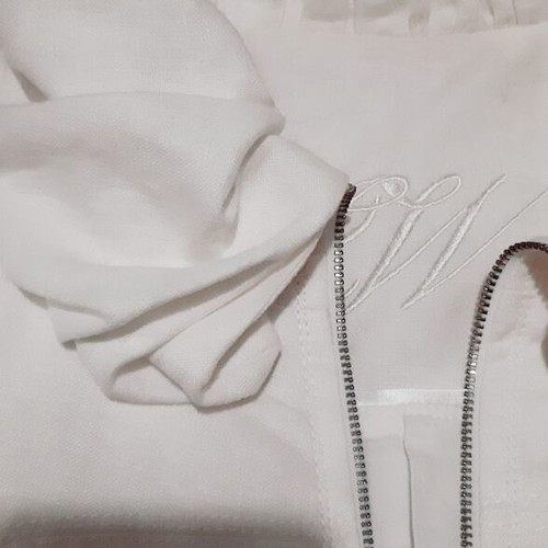 Zara Exclusive Linen Jacket Large 40 White Like New with Zipper and Belt