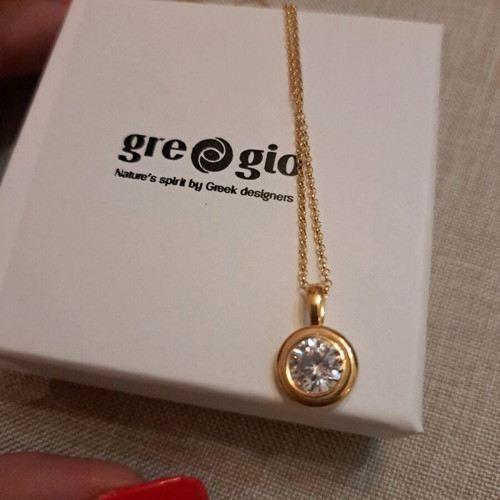 Silver necklace gold plated Gregio new