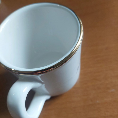 Handmade porcelain cup with 24k gold details like new