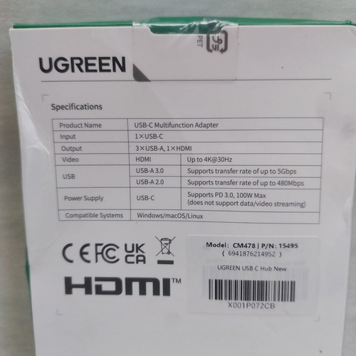Ugreen USB-C Hub 5-in-1 Revodok 105 new with 4K HDMI and 100W PD