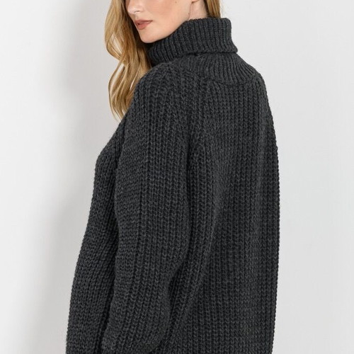 Ckontova knitted turtleneck sweater women gray new one size
