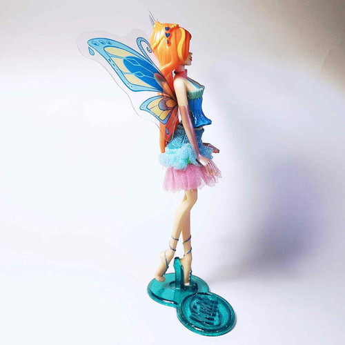 Winx Club Bloom Enchantix plastic figure used, Kinder Maxi base