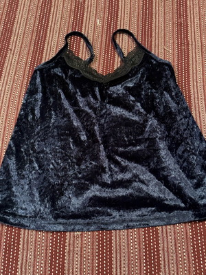 Lingerie-style top new, velvet blue, size L
