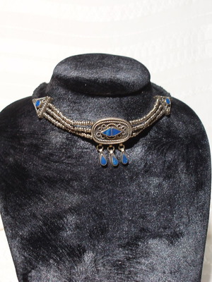 Ottoman silver necklace with lapis lazuli used, 19th century