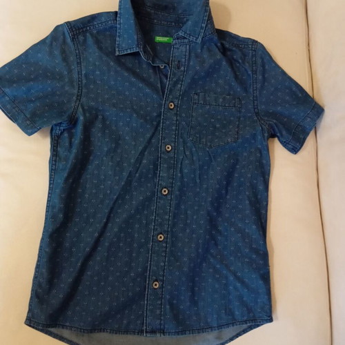 Benetton boys' short sleeve shirt blue, new