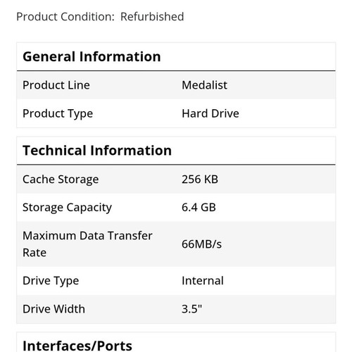 Seagate U4 6.4GB IDE 5400RPM Ultra ATA/66 used, 256KB cache