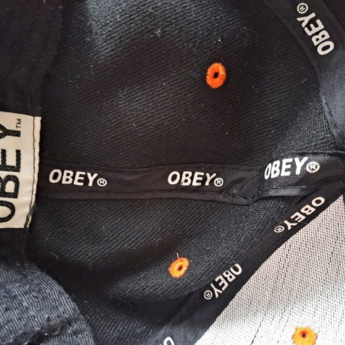 Obey Snapback Hat used with Original Box Logo black-orange