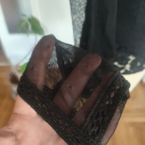 Guess Black Blouse S/M Like New With Transparent Sleeves