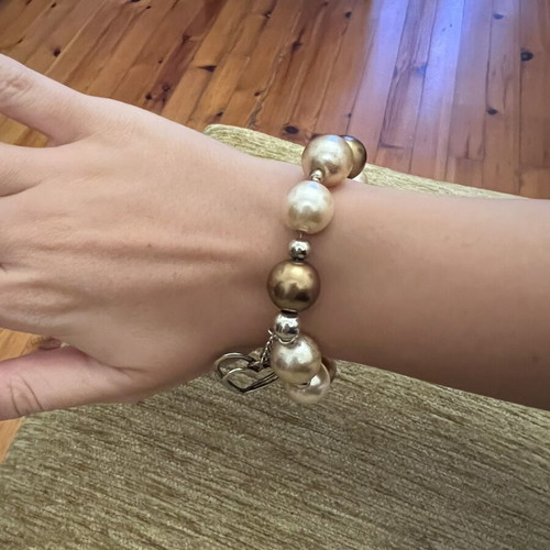 Bracelet with pearls and 925 silver heart clasp