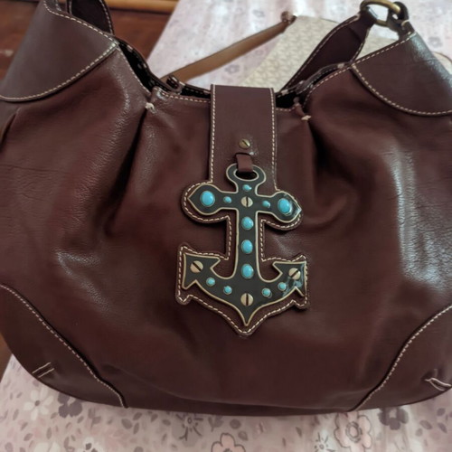 Moschino leather bag brown made of genuine leather