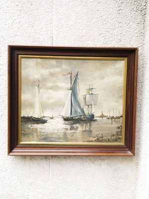Large Dutch Original Oil Painting on Canvas Used