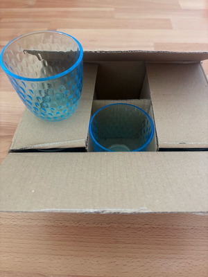 Blue glass cups 290 ml set of 6 new