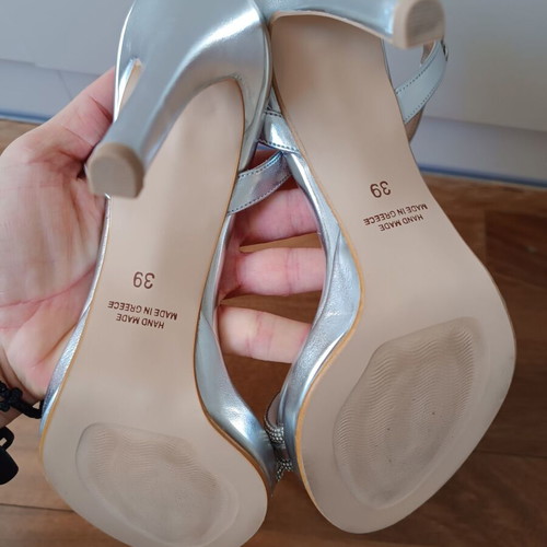 Pentavras silver sandals new, size 39, heel height 10-11cm
