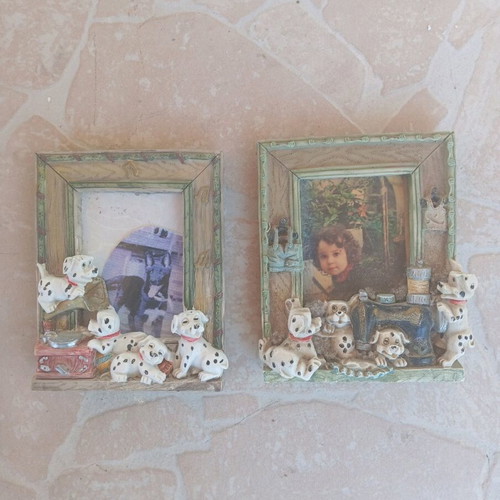 Set of 2 vintage ceramic 101 Dalmatians photo frames