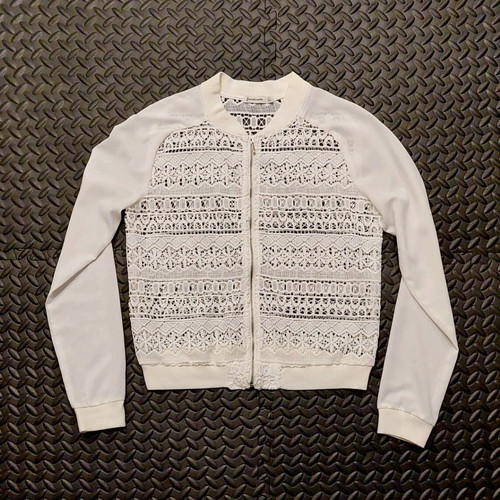 Stradivarius white spring bomber jacket like new for women