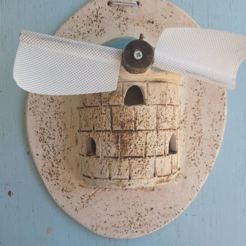 Ceramic wall decoration windmill of Paros used, 26×21 cm