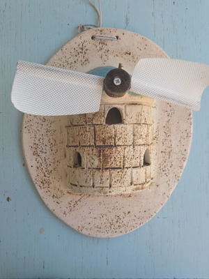 Ceramic wall decoration windmill of Paros used, 26×21 cm