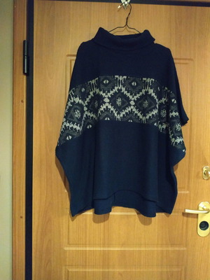 Bershka knitted blue poncho new with fleece lining and turtleneck