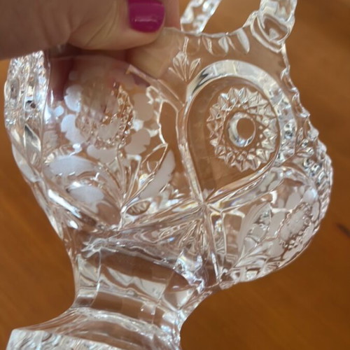 Vintage minimal heavy crystal fondue dish like new