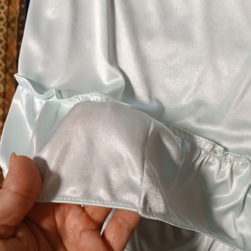 Vintage bridal nightgown new, turquoise satin jersey fabric