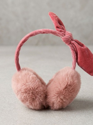 Earmuffs with Velvet Bow like new, pink, warm and stylish