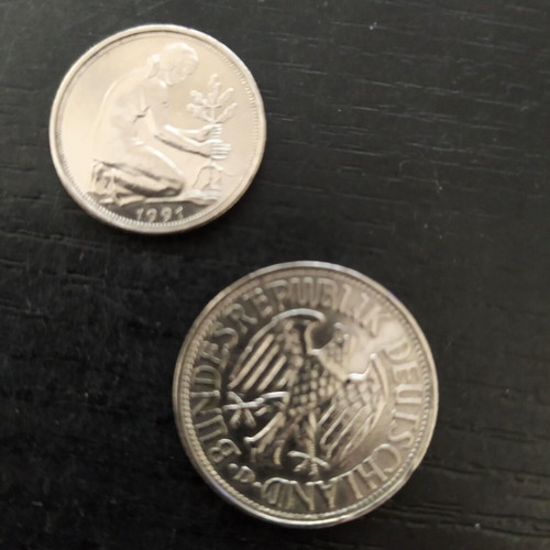 German coins used, pack of 5 pieces 1969-1988