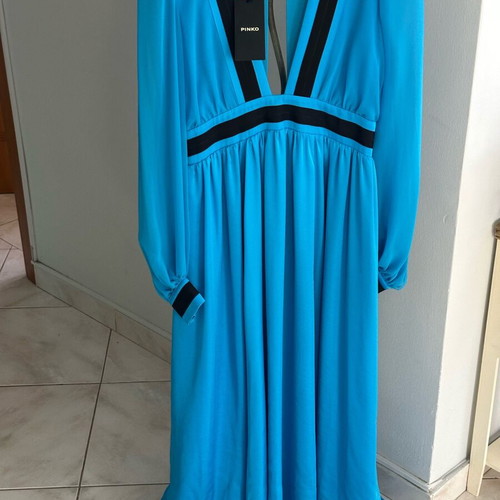 Pinko maxi dress new, blue with black details, size S