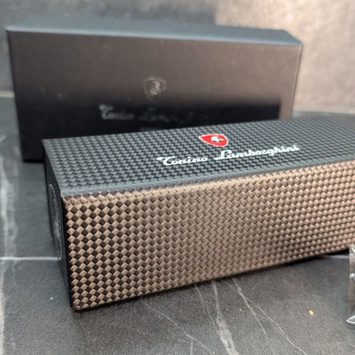 Tonino Lamborghini sunglasses case new medium with cloth and box black red