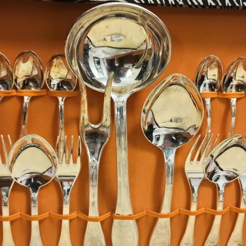Suitcase with 52-piece silver-plated cutlery set new