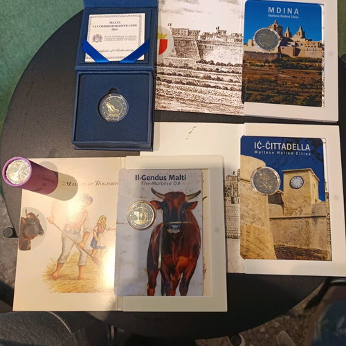 Malta proof coin card and roll, new