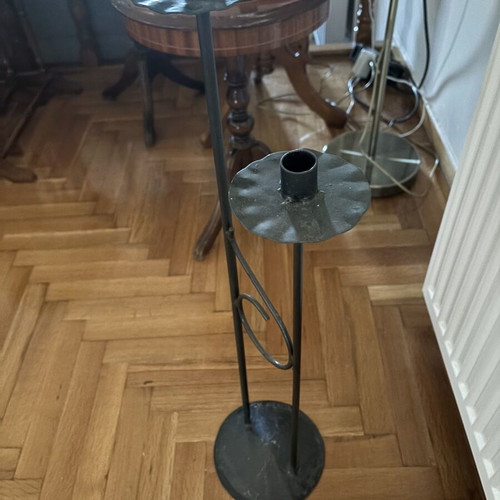 Black floor candlestick for 2 candles