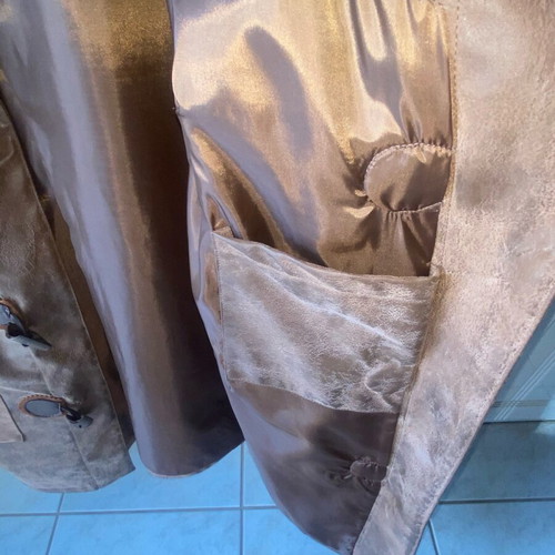 Le Vertige coat tan used with leather look size L