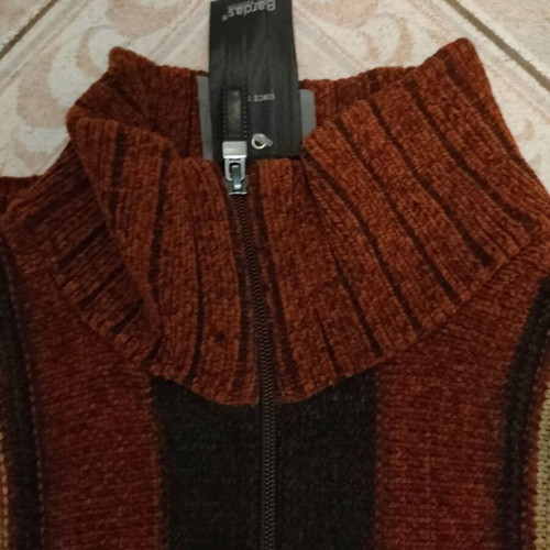 Men's sweater new, soft chenille, black multicolor, sizes M L