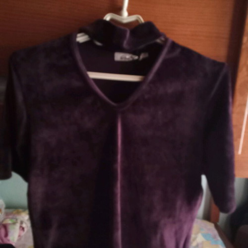 Velvet short-sleeve blouse Chaton purple like new, size S