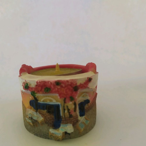 Sfinopotira and tealight candle set like new, 4+1 with Greek designs