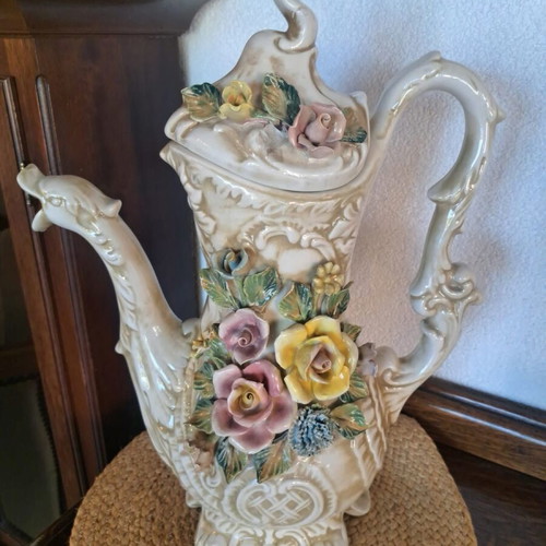 Capodimonte large coffee pot used, 5 liters