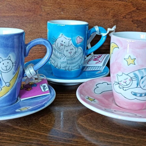 Espresso cups set of 6 Mila with cats new