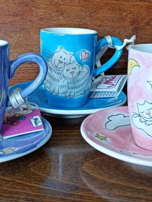 Espresso cups set of 6 Mila with cats new