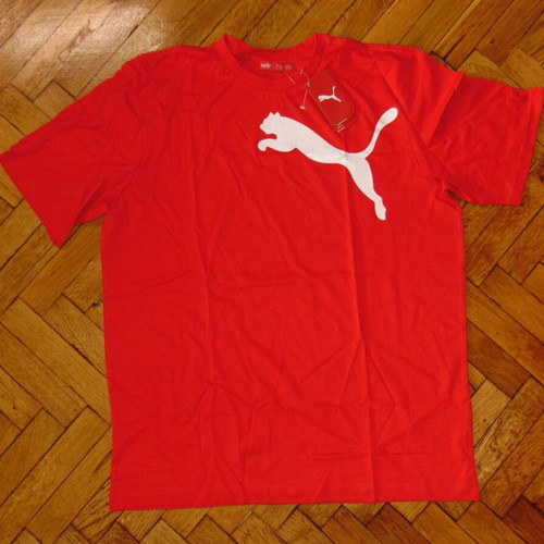 Puma Training Tee Cat Logo Cotton T-Shirt Red NEW L