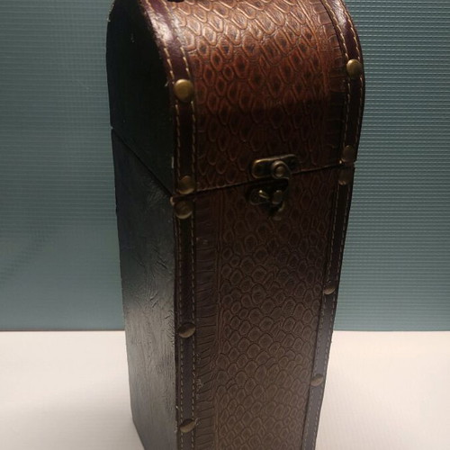 Rustic Wooden-Leather Wine-Whiskey Box like new