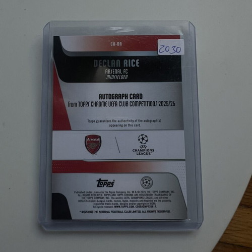 Topps Arsenal Declan Rice autograph card like new